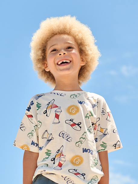 T-shirt garçon manches courtes anthracite+blanc+écru 8 - vertbaudet enfant 