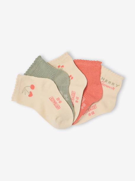 Lot de 5 paires de chaussettes bébé fille corail 2 - vertbaudet enfant 