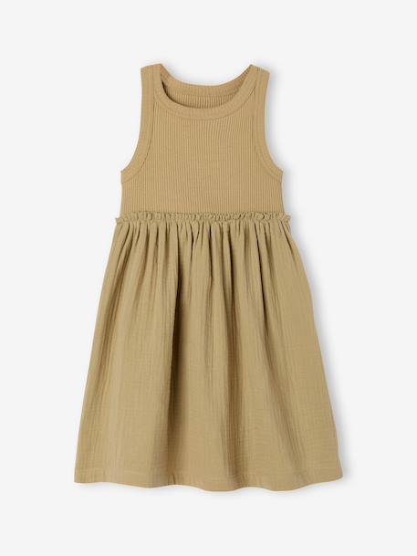 Robe fille sans manches kaki+vieux rose 1 - vertbaudet enfant 