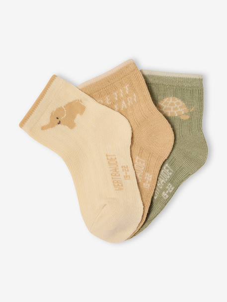 Lot de 3 paires de chaussettes bébé garçon olive 2 - vertbaudet enfant 