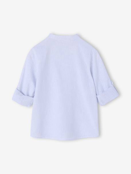 Chemise rayée col Mao garçon rayé bleu+rayé vert 6 - vertbaudet enfant 