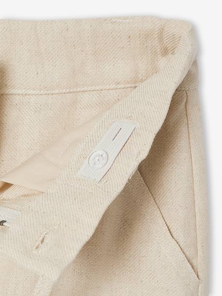 Pantalon twill coton et lin garçon taille ajustable écru 6 - vertbaudet enfant 