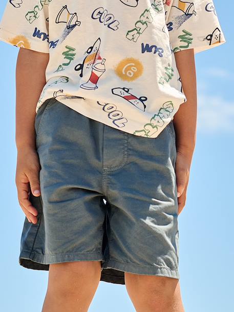 Bermuda garçon élastique bleu jean+jaune pastel+vert sapin 3 - vertbaudet enfant 