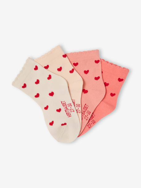 Lot 4 chaussettes fille cœur corail 2 - vertbaudet enfant 