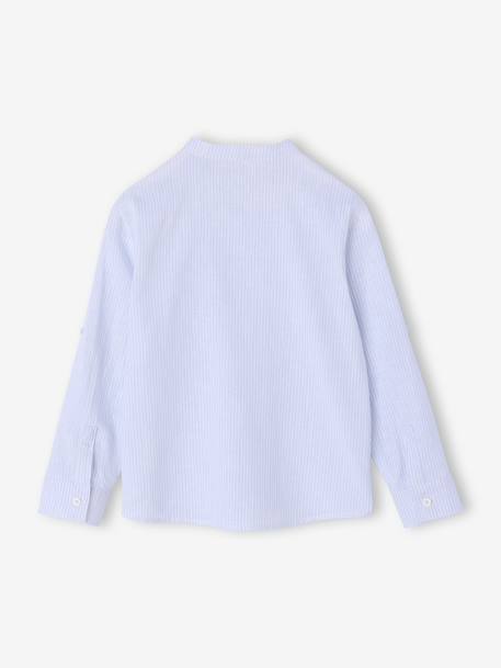 Chemise rayée col Mao garçon rayé bleu+rayé vert 5 - vertbaudet enfant 