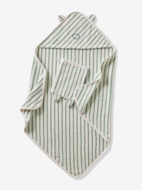 Cape de bain personnalisable et gant de toilette BIO vert sauge 4 - vertbaudet enfant 
