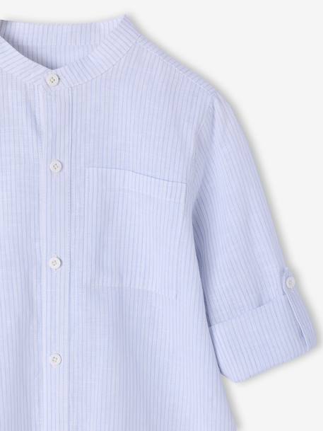 Chemise rayée col Mao garçon rayé bleu+rayé vert 7 - vertbaudet enfant 