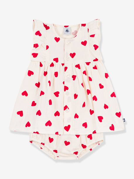 Robe et bloomer bébé volantée coton écru 1 - vertbaudet enfant 