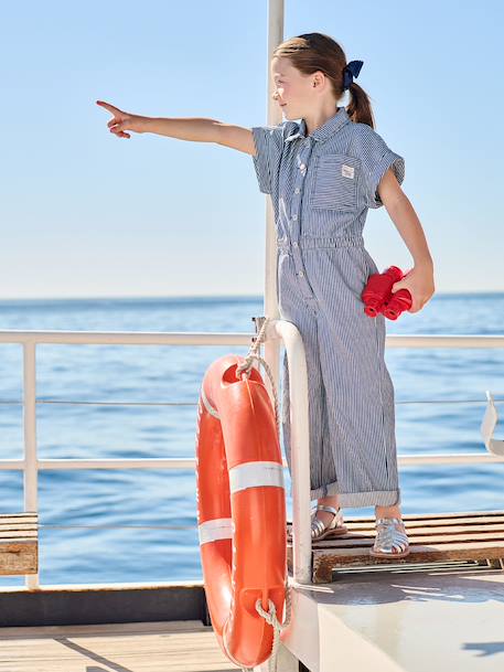 Combi pantalon fille rayée rayé bleu 1 - vertbaudet enfant 