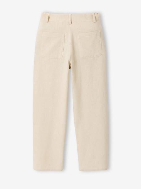 Pantalon twill coton et lin garçon taille ajustable écru 4 - vertbaudet enfant 