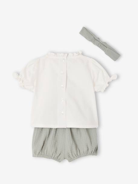 Ensemble 3 pièces bébé fille coton vert sauge 4 - vertbaudet enfant 