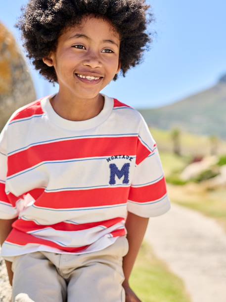 T-shirt garçon rayé rayé rouge 1 - vertbaudet enfant 
