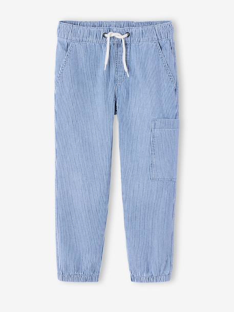 Pantalon denim garçon battle coton rayé bleu 3 - vertbaudet enfant 