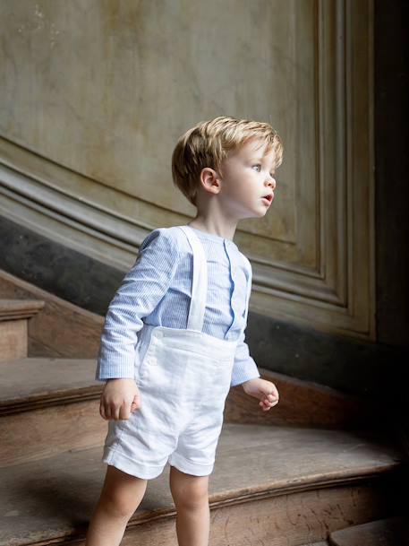 Bermuda à bretelles bébé – collection fêtes et mariages Blanc doux 3 - vertbaudet enfant 