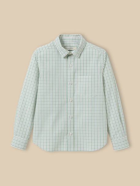 Chemise à carreaux tattersall garçon Carreaux bleu/vert 1 - vertbaudet enfant 