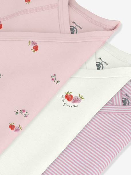 Lot 3 bodies croisés bébé coton Petit Bateau blanc 3 - vertbaudet enfant 
