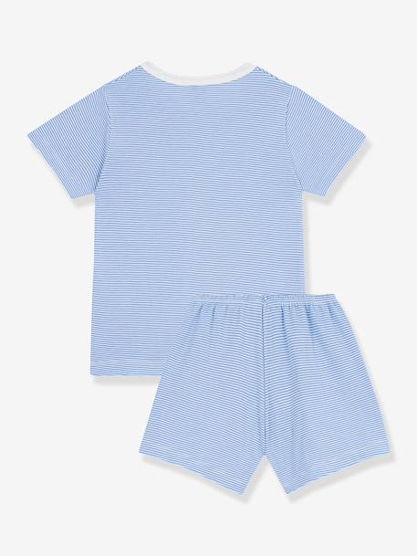 Pyjama court enfant coton rayé Petit Bateau bleu 3 - vertbaudet enfant 