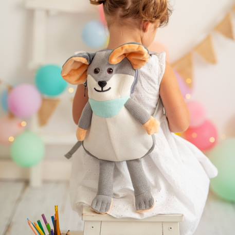 Sac à dos souris en coton doux Grey and white 2 - vertbaudet enfant 