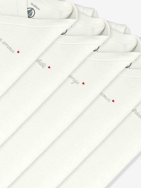 Lot de 5 bodies croisés Petit Bateau blanc 3 - vertbaudet enfant 