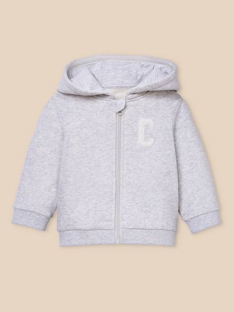 Hoodie zippé  bébé - coton biologique Gris chine clair 1 - vertbaudet enfant 
