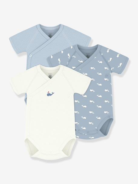 Lot 3 bodies croisés bébé Petit Bateau blanc 1 - vertbaudet enfant 