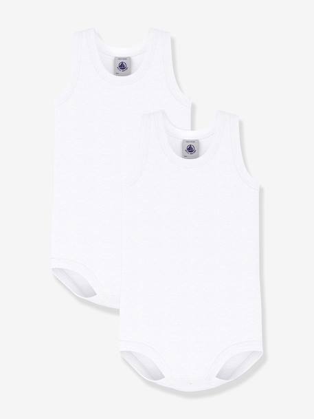 Lot de 2 bodies sans manches Petit Bateau blanc 1 - vertbaudet enfant 
