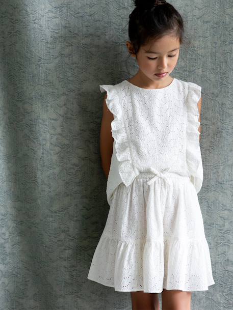Jupe fille broderie anglaise Ecru 3 - vertbaudet enfant 