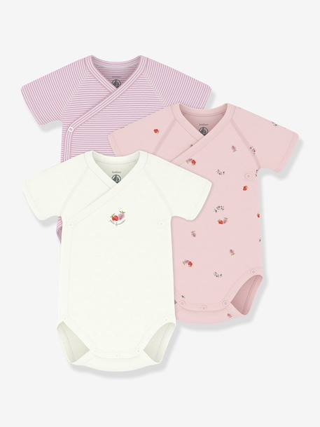 Lot 3 bodies croisés bébé coton Petit Bateau blanc 1 - vertbaudet enfant 