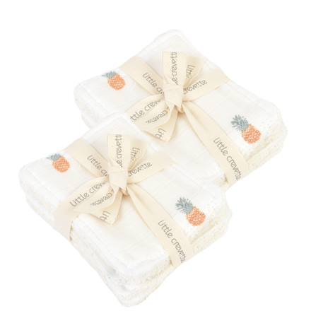 Lot de 12 lingettes lavables coton bio Ananas+Baleines+Fleurs beiges+Fleurs roses+Géométrique+Vichy vert 1 - vertbaudet enfant 