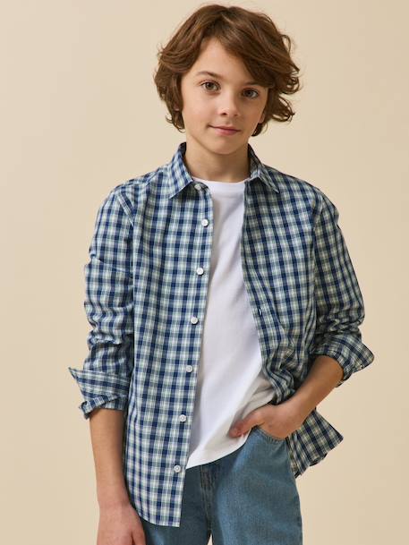 Chemise à carreaux garçon Carreaux bleu/vert 6 - vertbaudet enfant 