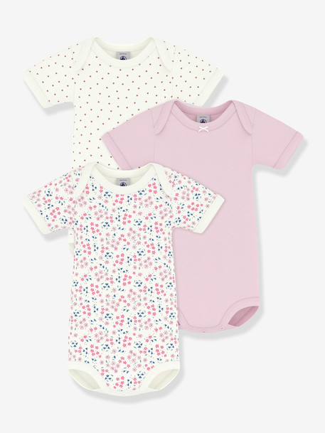 Lot 3 bodies manches courtes bébé blanc 1 - vertbaudet enfant 