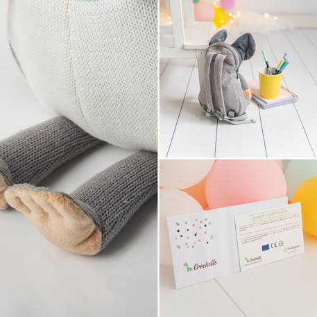 Sac à dos souris en coton doux Grey and white 5 - vertbaudet enfant 
