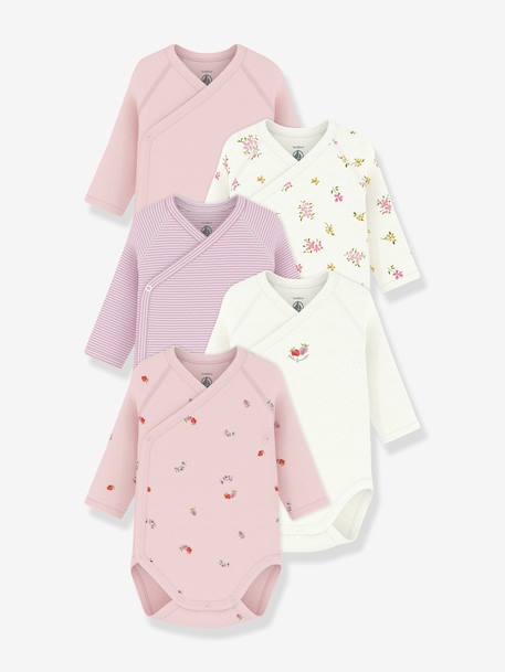 Lot 5 bodies croisés bébé Petit Bateau blanc 1 - vertbaudet enfant 