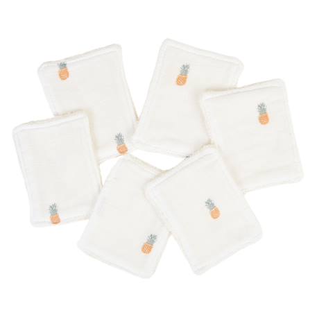 Lot de 12 lingettes lavables coton bio Ananas+Baleines+Fleurs beiges+Fleurs roses+Géométrique+Vichy vert 2 - vertbaudet enfant 