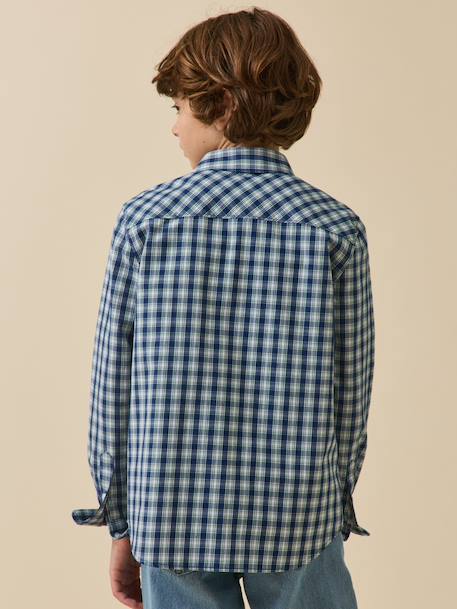 Chemise à carreaux garçon Carreaux bleu/vert 4 - vertbaudet enfant 