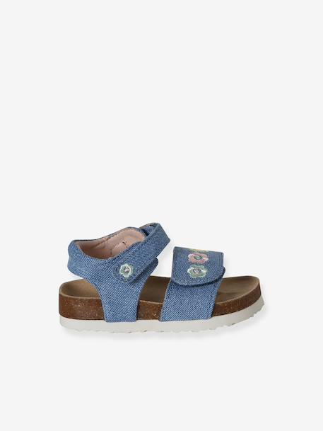 Sandales bébé textile à scratchs bleu jean 2 - vertbaudet enfant 