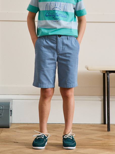 Bermuda chino garçon Army+Bleu froid+Indigo+Menthe+Outremer 5 - vertbaudet enfant 