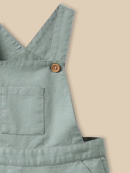 Salopette courte bébé lin et coton Celadon 3 - vertbaudet enfant 
