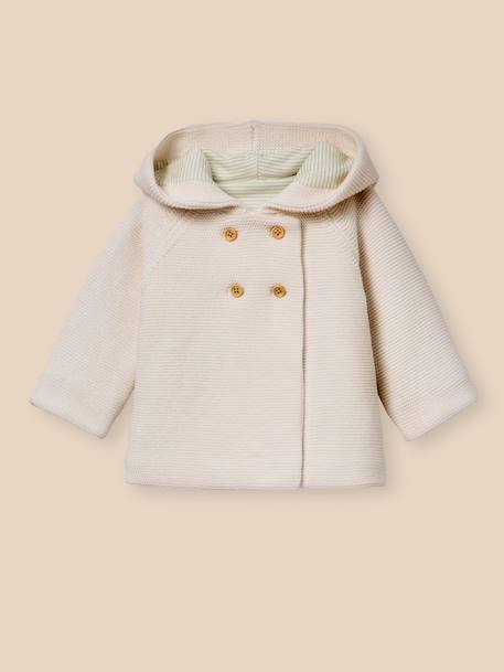 Gilet doublé bébé en coton et laine Ecru 1 - vertbaudet enfant 