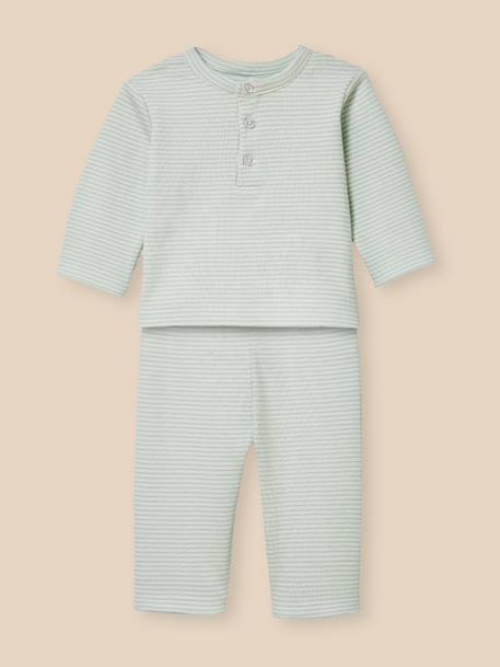 Pyjama rayé en côtes bébé Rayure amande 1 - vertbaudet enfant 