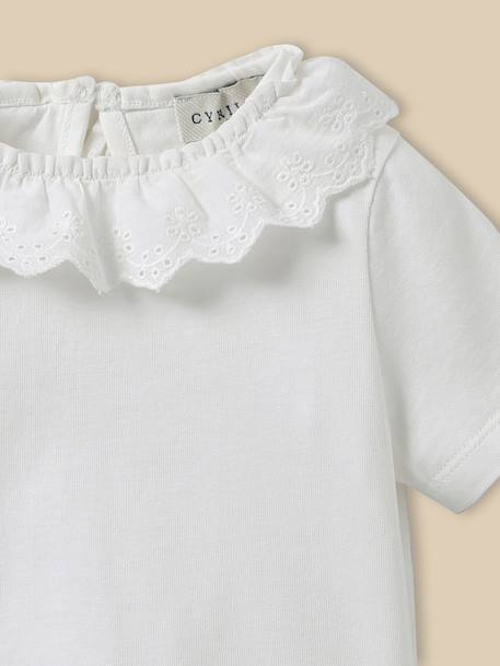 T-shirt col raffiné - coton biologique bébé Blanc doux 3 - vertbaudet enfant 