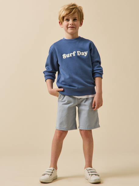 Sweat chiné à message garçon - coton biologique Denim bleu+Menthe 5 - vertbaudet enfant 