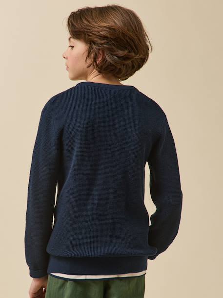 Pull point fantaisie garçon Marine+Vert 4 - vertbaudet enfant 