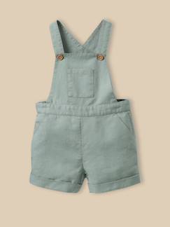 -Salopette courte bébé lin et coton