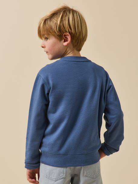 Sweat chiné à message garçon - coton biologique Denim bleu+Menthe 4 - vertbaudet enfant 