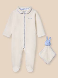 Bébé-Pyjama, surpyjama-Dors-bien bébé en velours et son doudou