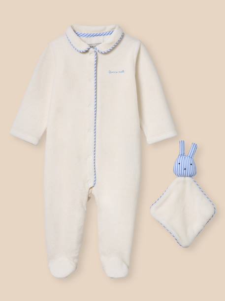 Bébé-Dors-bien bébé en velours et son doudou