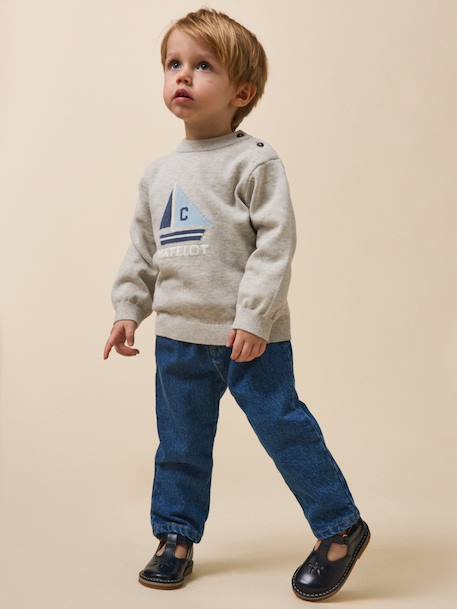 Pull bébé en coton biologie et laine Gris chine clair 5 - vertbaudet enfant 