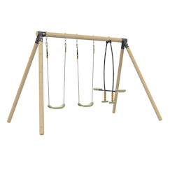Portique 2 balançoires et vis-à-vis anémone bois h190cm  - vertbaudet enfant