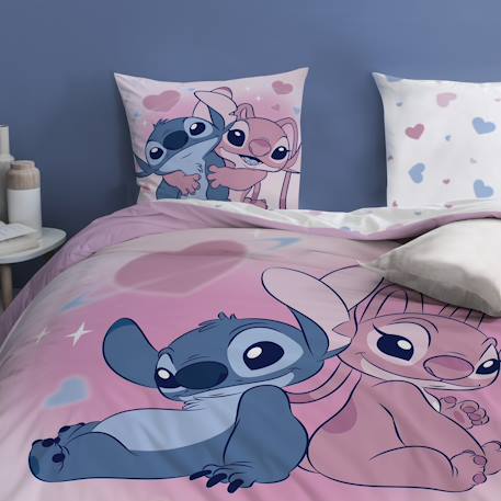 Parure de lit imprimée 100% coton, disney home stitch bisous Rose 1 - vertbaudet enfant 